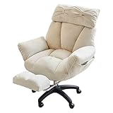 360° drehbarer Relaxsessel, verstellbarer Samt, Lounge-Sessel mit Multi-Positionen-Rückenlehne und Armlehnen, gemütlicher Lesesessel für Wohnzimmer und Schlafzimmer, Weiß