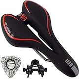 Pioneeryao Fahrradsattel Gel Fahrrad Sattel Hohl Ergonomisch Fahrradsitz Mountainbikesättel Tourensattel für Mountainbike MTB Rennrad Herren Damen (Red)