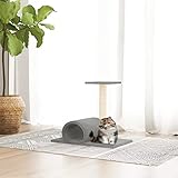Katzenkratzbaum mit Tunnel hellgrau 60 x 34,5 x 50 cm, Katzenbaum Kratzbaum fürTunnel hellgrau 60 x 34,5 x 50 cm, Katzenbaum Kratzbaum für Katzen, Katzenturm, Katzenbaum, Haustier Spielhaus