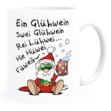 Moonworks® Kaffee-Tasse Glühwein Spruch lustig Weihnachten Weihnachtsmarkt Nikolaus Weihnachtsmann weiß standard