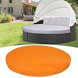 Outdoor-Sonnenbett-Kissenbezug, 167,6 cm, rund, elastisches Band, passgenau, Ersatz für Terrasse, Tagesbett, einfach zu installieren, wetterbeständig, Orange