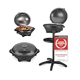 TZS First Austria 2in1 Elektrogrill & Tischgrill Elektrisch – extrem stabiler Grill mit Standfuß für Balkon – Kunststoff/Metall, abnehmbarer 2400 Watt Standgrill mit Deckel – inkl. Temperaturanzeige