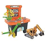 Chicos - Bricco's Workshop | Werkbank mit 82 Zubehörteilen, Werkzeugen und einem Fahrzeug aus Pappe zum Zusammenbauen. Geeignet für Mädchen und Jungen ab 3 Jahren (12064)