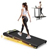 Freepi 4-in-1 Laufband für Zuhause mit Neigungsfunktion Walking Laufband Pad, Geräuscharme Laufbänder mit Fernbedienung Sportgerät mit Display fürs Homeoffice und Büro (Gelb)
