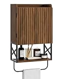 Apetaccat Badezimmerschrank hängend, Medizinschrank in Walnussoptik im modernen Stil, Bad-Wandschrank mit verstellbaren Ablagen, platzsparender Hängeschrank für Badezimmer, Küche und Wohnzimmer