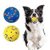 Vannon Interaktive Hundebälle, 2 Stück, unzerstörbar, Kauspielzeug für aggressive Kauer, Hundespielzeug, Apportierbälle für kleine, mittelgroße Hunde, E-TPU-Material leicht, federnd, schwimmend, 2