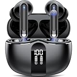 Bluetooth Kopfhörer, Wireless Kopfhörer HiFi Stereo Tiefbass, In-Ear-Kopfhörer - 40H Geräuschunterdrückung für Anrufe/Leicht und tragbar/Geeignet für den täglichen Gebrauch im Freien (Dunkelschwarz)