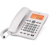SPC Office ID 2 - Festnetztelefon mit beleuchtetem Display, 4 Direktspeichern und 10 indirekten Speichern, 2 Ruftonstufen, Anrufer-ID, Lichtsignal, Freisprechfunktion, Tisch- oder Wandmontage – Weiß