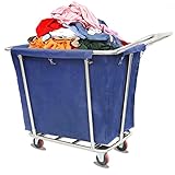 Wäschekorb aus Edelstahl mit abnehmbaren Taschen und Griff, kommerzielle Qualität, Wäschekorb auf Rädern, für Zuhause und Hotel (Größe: C)