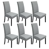 NORTHERN BROTHERS Parsons Stuhlhussen für Esszimmer, Stuhlhussen für Esszimmer, Stuhlhussen, Stretch-Stuhlhussen für Esszimmer, Hellgrau, 6 Stück