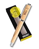 Personalisierter Füller ONLINE Nature Style Beechwood mit Gravur in Geschenkbox, echtes Holz I kompatibel mit Standard-Patronen, Schreibfarbe blau I viele Schriften und Symbole I persönliches Geschenk