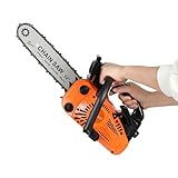 25,4 cc Gas-Kettensäge, 2-Takt tragbare Kettensäge mit oberem Griff mit 30,5 cm Stange und automatischem Öler, kabellose Hand-Kettensäge für Baumschnitt, Holzschnitt und Garten, Orange