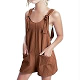 Generisch Badeanzug 152 Sommerlicher einfarbiger kurzer Overall für Mädchen Schlaf Jumpsuit Kinder (Brown, 13-14 Years)