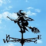 Wetterfahne aus Metall, langlebige Edelstahl-Wetterfahne, Metall-Windspiel für Outdoor-Dekoration, Wetterfahne mit einfacher Installation für Gärten und Schuppen, Gartenspinner, Gartendekoration, Hexe