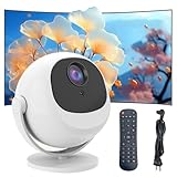 360° Portable Smart HD Projector, Spielprojektoren mit Fernbedienung, 5G WiFi Bluetooth Mini Projektor mit Lautsprecher, Autofokus & Trapezkorrektur, 720P Intelligenter Mini Beamer für Haus und Büro