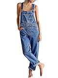 Damen Retro Denim Overalls Casual Straight Wide Leg Bib Jeans Verstellbare Träger Loose Fit Baggy Jumpsuit, A-a-a-blue, L