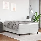 Tidyard Boxspringbett Bettrahmen Jugendbett mit Lattenrost Bett mit Kopfteil Gästebett Polsterbett Schlafzimmerbett Designerbett Doppelbett/Einzelbett Hotelbett Weiß 120x200 cm Kunstleder