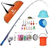 BNTTEAM Mini-Spinnrolle und Rutenkombinationen mit Teleskop-Angelrute, Angelschnur-Set, Angel-Kombinationen für Kinder/Anfänger, Orange, 1,7 m