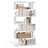 VASAGLE Bücherregal, Regal mit 6 Ebenen, Standregal, Büroregal, freistehend, Dekoregal, zur Präsentation, modern, für Wohnzimmer, Schlafzimmer, Büro, weiß LBC61WT