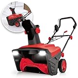 SOARS Schneefräse elektrisch mit LED-Scheinwerfern, 2300W Schneeräumgeräte mit verstellbarem Auswurfkanal, 50 cm Arbeitsbreite, 25 cm Arbeitshöhe, 9 m Auswurfweite (Rot)