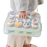Sucritude Cupcake Transportbehälter,Muffin Aufbewahrungsbox Cupcake Transportbox - Wiederverwendbare Lebensmittelbox zum Transport von Backwaren, Kuchen, Muffins, Keksen für Zuhause, Weihnachten,