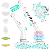 Elektrische Reinigungsbürste, Putzbürste Elektrisch Haushalt mit 6 Bürstenköpfen und Verstellbarer Verlängerungsgriff und 3 Winkel, 520 U/min electric cleaning brush für Badezimmer, Fliesen, Badewanne