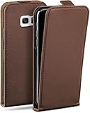 moex Flip Case für Samsung Galaxy S7 Edge Hülle klappbar mit 360 Grad Schutz, Handyhülle mit Displayschutz, PU Leder Handytasche Lederhülle, Flip Case Cover Klapphülle, Dunkelbraun
