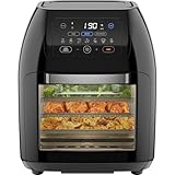 Chefman Multifunktionale Digitale Heißluftfritteuse + Rotisserie, Dörrautomat, Konvektion, 17 Touchscreen-Voreinstellungen, XL 10L Familiengröße, Automatische Abschaltung, Großes Sichtfenster, Schwarz
