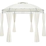 Casaria® Pavillon Toscana Ø350cm Metall Wasserabweisend UV-Schutz 50+ Stabil Gartenzelt Gartenpavillon Luxus Modern Beige