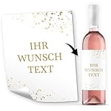 8 Flaschenetiketten selbstklebend mit Text personalisiert - Sticker Etikett Gold-Look - Flaschen Aufkleber für Wein oder Sekt selber gestalten