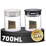 TronicXL 2x 700ml Vakuum Kräuter Borosilikat Glas Aufbewahrung Vorratsglas Ernte luftdicht Glasbehälter mit Deckel kompatibel mit Boveda Pack 62% Grow Ernte Vorratsgläser