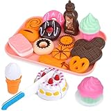 Kinderküche Dessert Set Kinder Spielzeug Küchenzubehör Kinder Lebensmittel Spielzeug mit Dessert Platte ，Kinder Lernspielzeug Küchenzubehör Teeparty Geschenk für Kinder ab 3 4 5 Jahren