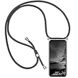YAMCCCSE Handykette Handyhülle für Motorola Moto Edge 40 Neo mit Band - Transparent Handy-Kette Handy Hülle mit Kordel zum Umhängen Handyanhänger Halsband Lanyard Case - Schwarz