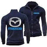 Maz-da Windbreaker Herren, Leichte Freizeit Stehkragen Sportjacke Bomberjacke, Unisex Workout Sport Fitness Bikerjacke, Basic(Black_S)