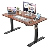 JUMMICO Höhenverstellbarer Schreibtisch KOMPLETTE TISCHPLATTE Elektrischer Schreibtisch Höhenverstellbar mit Memory-Funktion Steh-Sitz Tisch Computertisch 110 x 60 cm Braun