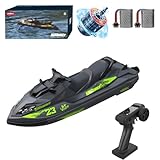 NBJIALIN RC Turbo Jet Boat 20+KPH - 2.4 GHz RC Jetski für Erwachsene, RC-Boote für Pools, Seen und Flüsse mit 2 Akkus, LED-Beleuchtung, Alarm bei niedrigem Akkustand