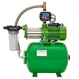 CHM GmbH Hauswasserwerk 24 L 10.000 L/h, Gartenpumpe Edelstahl 2100 Watt 7,8 Bar einstellbarer Druckschalter/Trockenlaufschutz