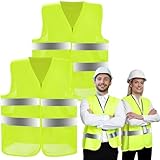 QIMMU Warnwesten Auto 2er, Warnweste, EN ISO 20471, Sicherheitsweste, Sicherheitsweste Auto, Wahnwestenjacke Auto, Warnweste PKW, LKW Norm