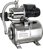 T.I.P. Hauswasserwerk Edelstahl 1000W, hohe Fördermenge 4350 l/h, maximale Förderhöhe 45 m, 4,5 bar Druck, 22 l Druckkessel, Installationsfertig, HWW 4400 Inox Plus, 31167