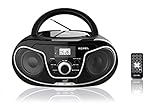 Roxel RCD-S70BT Tragbare Boombox-CD-Player mit FM-Radio, USB-MP3, 3,5 mm AUX, Kopfhörer, LED-Display, kabelloses Streaming, Schwarz
