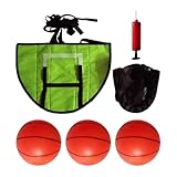 Basketballkorb Trampolin mit Ballpumpe, Trampolin Basketballkorb Indoor mit Mini Basketbällen TrampolinZubehör 3 Stück Bällen für Kinder Erwachsene Innen und Außenbereich Grünes