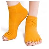 FnnEmg Zehensocken Damen 1 Paar Anti-Slip Open Toe Peep Toe Yoga Socken Frauen rutschfeste Silikon Hälfte Finger Finger Toloses Yoga Socken Baumwollsocken Sommer Zehensocken (Size : Orange)