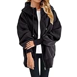FWbfde Damen Kapuzenpullover Hoodie Sweatjacke 2024 Kapuzenjacke Winter Fleecejacke Sweatshirt Strickjacke Kapuzenpullover Mit Kapuze Reißverschluss Mantel Sweatjacke(Schwarz,4XL)(Schwarz,4XL)