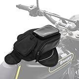 Motorrad Tankrucksack, Universal Motorrad Tank Dekorativer Rucksack Schwarz Wasserdicht Oxford Stoff Fahrrad Rucksack Magnet Navigation Satteltasche Reiten Handyhalter Tasche mit Transparent Fenster