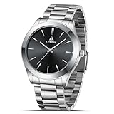 LN LENQIN Uhren Herren Edelstahl Herren Uhr 30m wasserdichte Armbanduhr Herren Analoge Quarz Uhr Herren Mode Freizeit Uhren für Männer