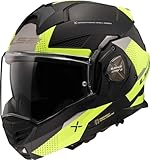 LS2, Klapphelm Motorrad ADVANT X Oblivion Matt Black H-V Yellow, M