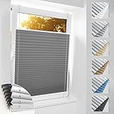 bobodeco Plissee ohne Bohren Verdunkelung Klemmfix, Grau 80x220 cm(BxH) Thermo Plissees 100% Verdunkelnd & lichtundurchlässig Plisseerollo, Sichtschutz und Sonnenschutz für Fenster & Tür