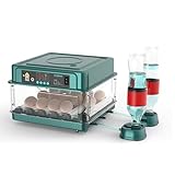 Brutautomat Vollautomatisch,Inkubator für 10-36 Eier mit Automatischem Wenden der Eier und Automatischer Befeuchtung,Brutkasten mit Feuchtigkeitsanzeige für Hühner,Enten,Gänse und Wachteln (10 Eier)