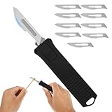 Teppichmesser Faltbar mit 10 Klinge Taschenclip Tragbar Utility Knife 2 Modi DIY Schneiden Handwerkzeuge für Modellbau Auspacken Expressversand (Schwarz)