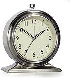 SPORWAY Kleiner Wecker - 4 Zoll Klassische Retro Tischuhr, Wecker Analog Ohne Ticken mit Licht, Leiser Uhr Reisewecker für Schlafzimmer, Regal oder Nachttisch